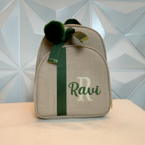 Mochila Média Bege Linho