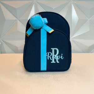 Mochila Média Azul Marinho Linho