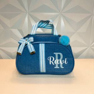 Bolsa Média Azul Bebê Linho