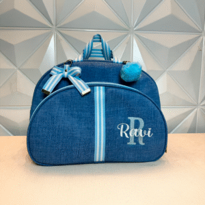 Bolsa Grande Azul Bebê Linho