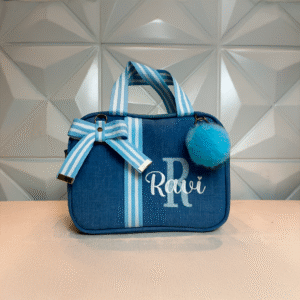 Frasqueira Azul Bebê Linho